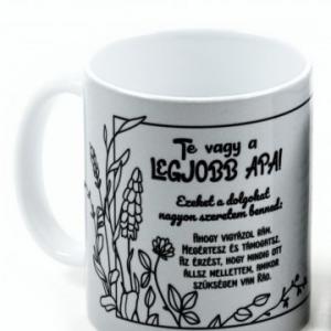 Bögre Te vagy a legjobb Apa... 3dl fehér fekete felirattal