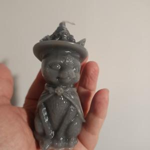 Boszorkányos fekete macska 10x4 cm kézműves gyertya