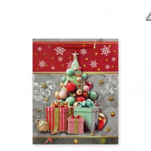 CQ05753 Karácsonyi dísztasak 3D glitteres közép 18x10x23cm 4f
