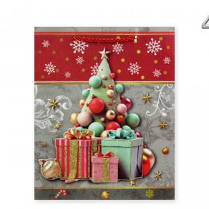CQ05754 Karácsonyi dísztasak 3D glitteres nagy 26x12x32cm 4f