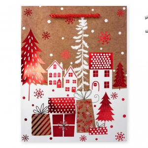 CQ05779 Karácsonyi dísztasak barna/piros óriás 31x12x42cm 4f