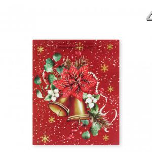 CQ05796 Karácsonyi dísztasak glitteres piros/zöld közép 18x10x23cm