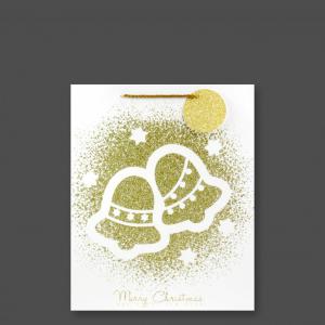 CQ05822 Karácsonyi dísztasak fehér/arany glitteres nagy 26x12x32cm 4f