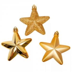 Csillag műa. világosarany 7,5cm 6db-os