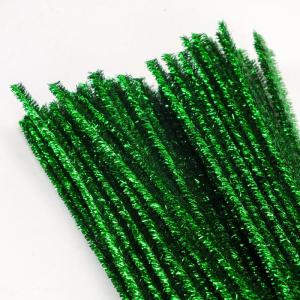 Csillámos zsenília drót – zöld (100 db/csomag)