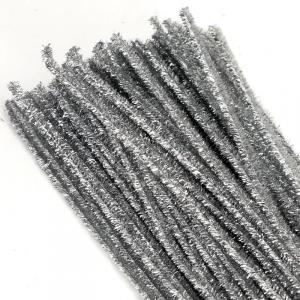 Csillámos zsenília drót - ezüst 100db/cs