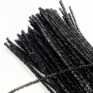 Csillámos zsenília drót - fekete 100db/cs