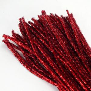 Csillámos zsenília drót - piros 100db/cs