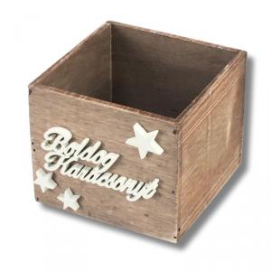 Dekoláda rusztikus kocka 13x13X11cm - Csillagos boldog karácsonyt