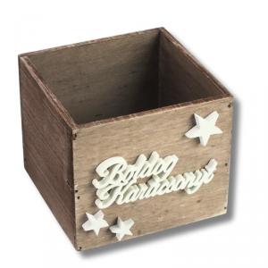 Dekoláda rusztikus kocka 13x13X11cm - Csillagos boldog karácsonyt