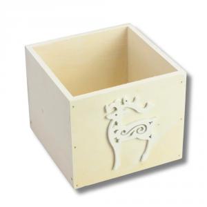 Dekoláda rusztikus kocka 13x13X11cm - Fehér szarvasos