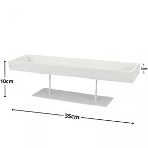 Dekorációs alap fém talpon fehér 35x10cm