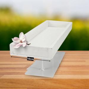 Dekorációs alap fém talpon fehér 35x10cm