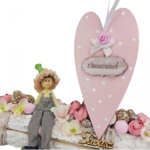 Díszített szív Óvónéninek Táblával rózsaszín