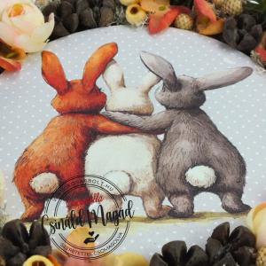 DIY Csináld magad! Csináld magad - Tavaszi boho harmónia - nyuszis kopogtató 25cm