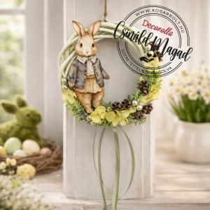 DIY Csináld magad! Fiú nyuszis boho kopogtató 20cm