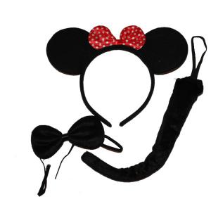 Egér lány szett, piros masnival, 3 db-os