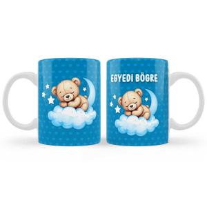 Egyedi Bögre kisfiúnak - Macis Mintával kék - Egyedi felirattal kérhető