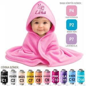 Egyedi Hímzett Kapucnis BabaTakaró Neves BabaTakaró Katica Hímzés Mintával