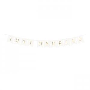 Esküvői banner Just Married fehér 15x155cm
