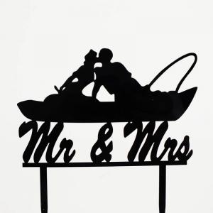 Esküvői tortadísz – Egy csónakban evezünk fekete