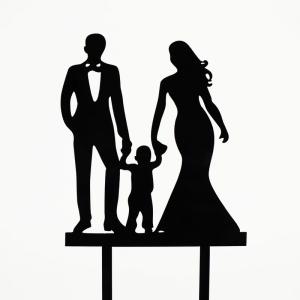 Esküvői tortadísz fekete család kisfiúval