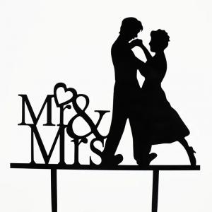 Esküvői tortadísz fekete táncoló pár