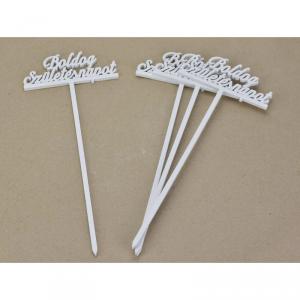 Fa beszúrós "Boldog születésnapot" felirat fehér 29cm 1db