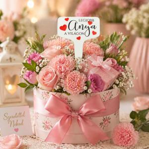 Fa beszúros tábla szögletes - A legjobb Anya... 3db/csomag