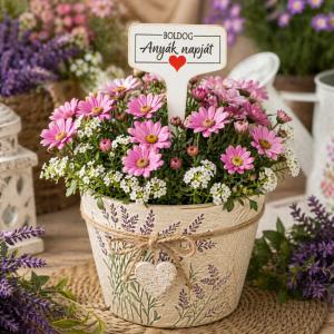 Fa beszúros tábla szögletes - Boldog Anyák napját 3db/csomag