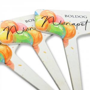 Fa beszúros tábla szögletes - Boldog Névnapot 3db/csomag