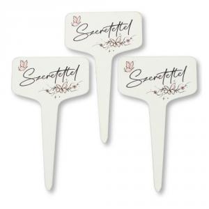 Fa beszúros tábla szögletes - Szeretettel 3db/csomag