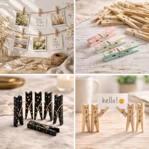 Fa csipesz natúr 4,5cm 25db/csomag