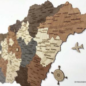 Fa Magyarország Térkép Falra - 3D Puzzle Térkép, Fa Hungary puzzle, kirakó 70x35 cm
