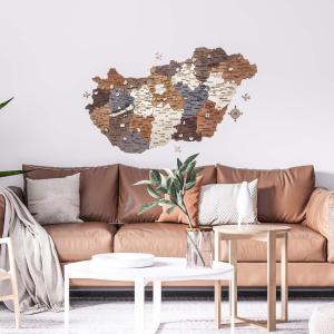 Fa Magyarország Térkép Falra - 3D Puzzle Térkép, Fa Hungary puzzle, kirakó 70x35 cm