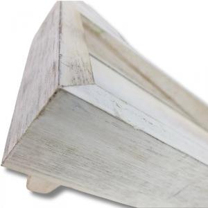 Fa tálca lábon vintage fehér 32x12cm