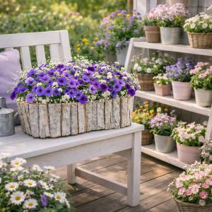 Fakéreg virágláda fehér 40x19x14cm