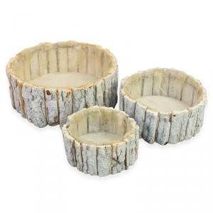Fakéreg virágláda szett kerek fehér 3db/szett 7-30 cm