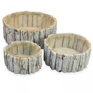 Fakéreg virágláda szett kerek fehér 3db/szett 7-30 cm