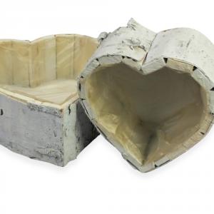 Fakéreg virágláda szett szív alakú fehér 2db/szett