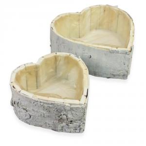 Fakéreg virágláda szett szív alakú fehér 2db/szett