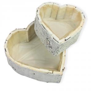 Fakéreg virágláda szett szív alakú fehér 2db/szett