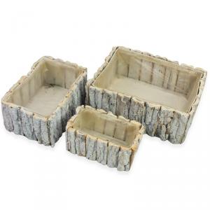 Fakéreg virágláda szett szögletes fehér 3db/szett