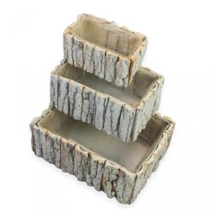 Fakéreg virágláda szett szögletes fehér 3db/szett