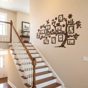 Fali Fa Családfa 10 db Képkerettel 127x78 - Sötétbarna - Egyedi Ajándék, Családfa Otthon Dekoráció