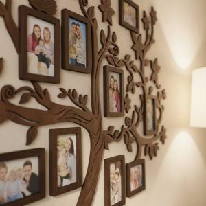 Fali Fa Családfa 10 db Képkerettel 180×110 - Sötétbarna - Egyedi Ajándék, Családfa Otthon Dekoráció