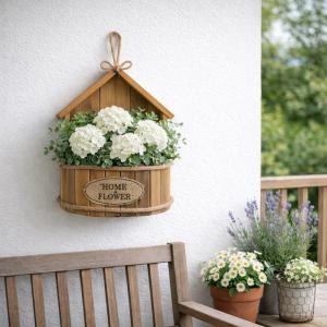 Fali házikós virágtartó bélelt