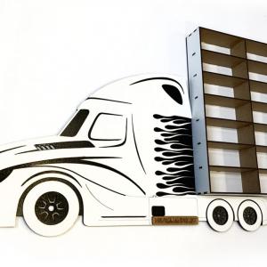 Fehér Kamion egy pótkocsival - Kisautó Tároló Kamion - Ajándék gyerekeknek