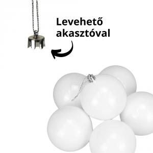 Fehér műanyag díszíthető gömb 8cm 6db/doboz