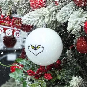 Fehér műanyag díszíthető gömb 8cm 6db/doboz